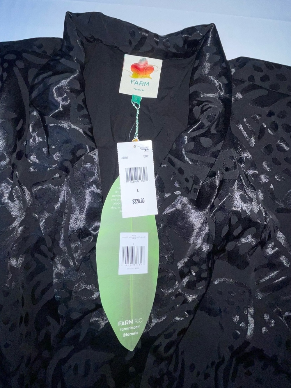 NEW - FARM Rio Black Leopard Jacquard Double-Breasted Blazer - Picture 7 of 9